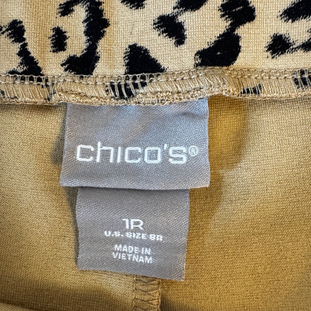 Chicos Brigitte So Slimming Leopard Print Pants Womens‎ 1R US 8 Small Tan Black - Picture 4 of 6